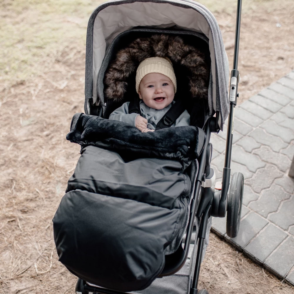 Nordic Footmuff Pram Liner in Classic Black by baby luno One
