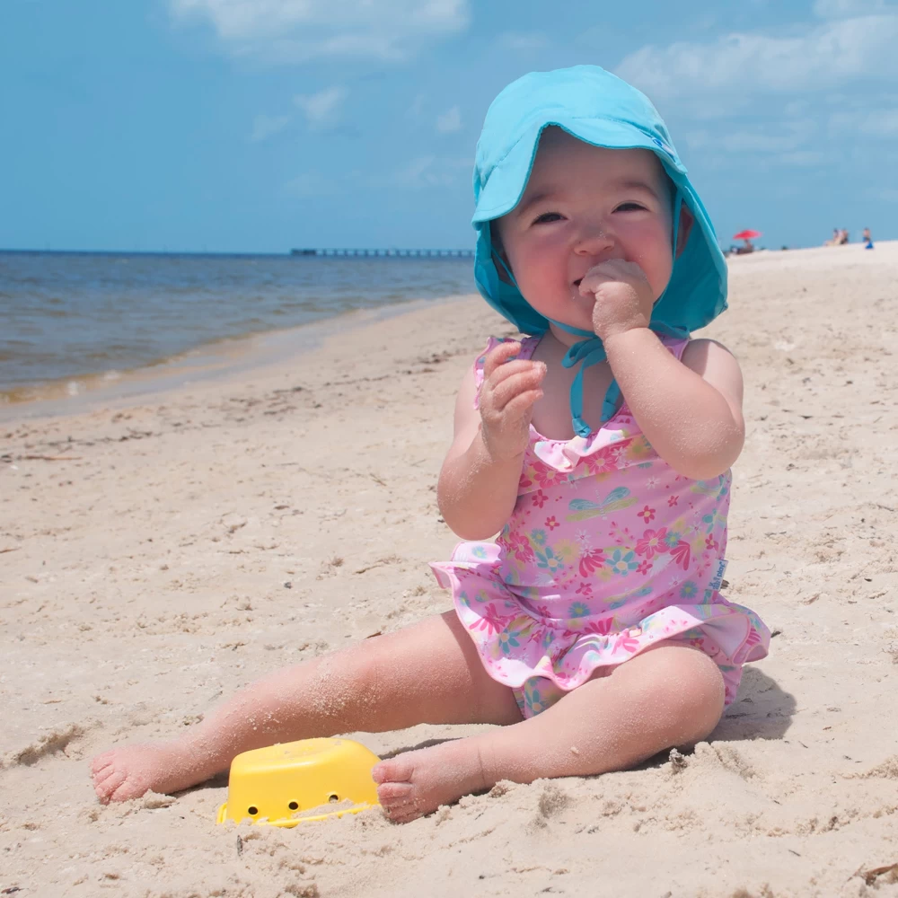 One Fine Baby Flap Sun Protection Hat in Aqua
