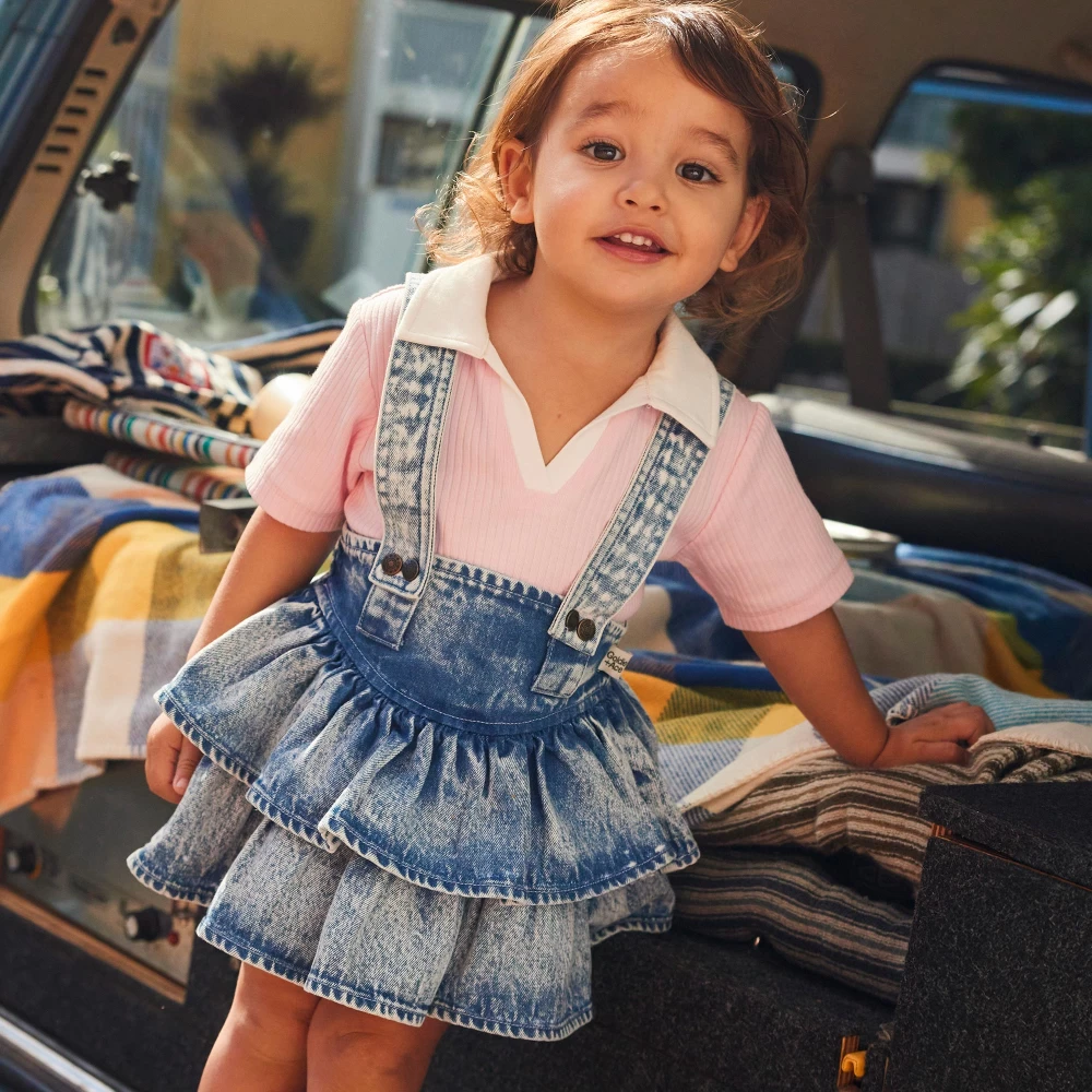 Riley Rara Denim Suspender Skirt | One Fine Baby
