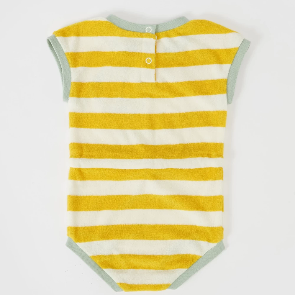 One Fine Baby Smiley Terry Towelling Baby Romper Yellow