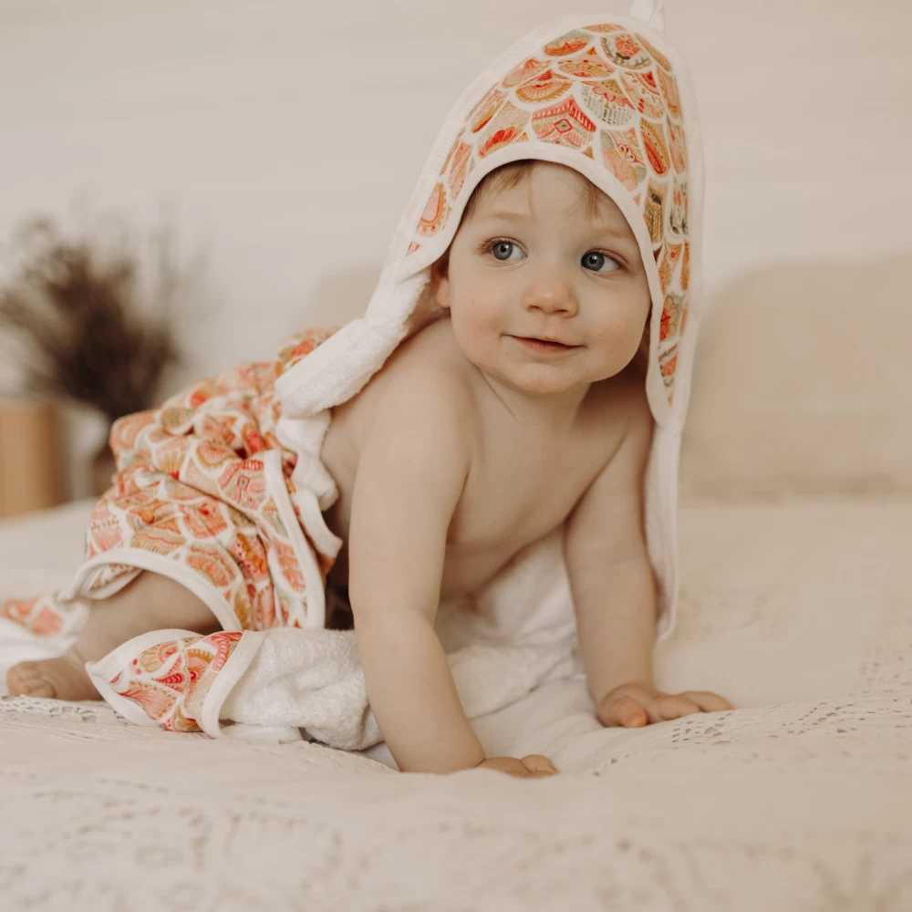 One Fine Baby Baby Hooded Towel in Floral Scale