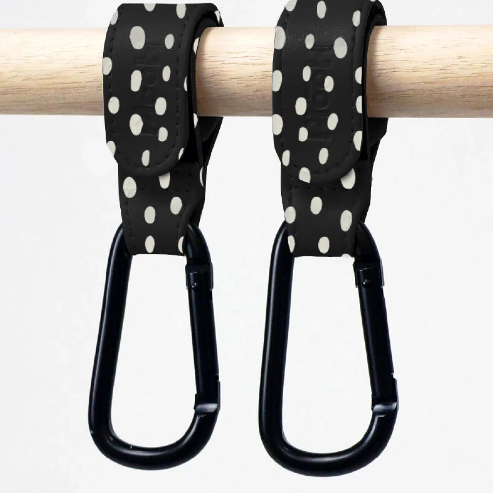 Duo Pram Hook Clip Set in Dotty Black One Fine Baby