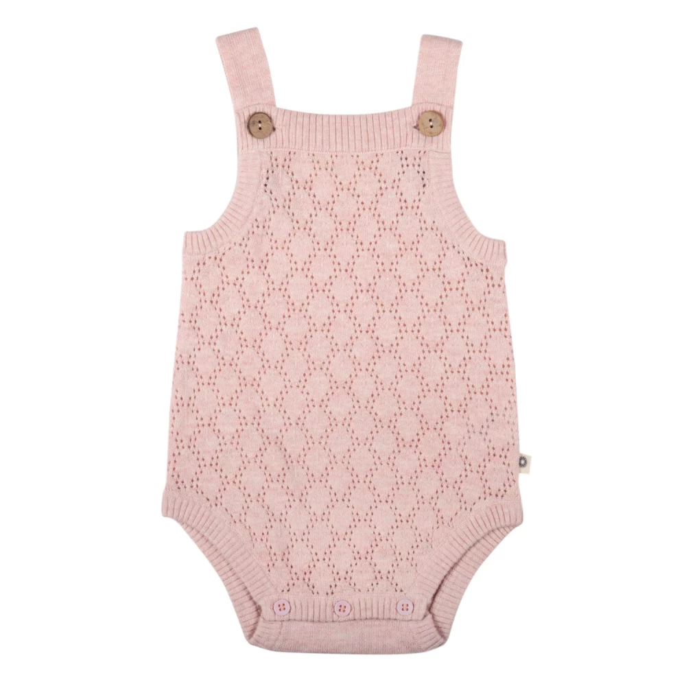 Pointelle Lace Knit Onesie in Blush Pink One Fine Baby