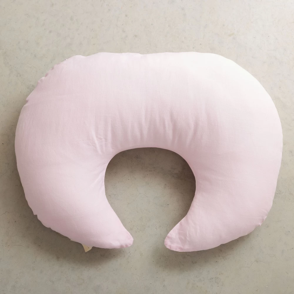 Nursing Pillow Cover Moon Shape Baby Pink by Linen Label