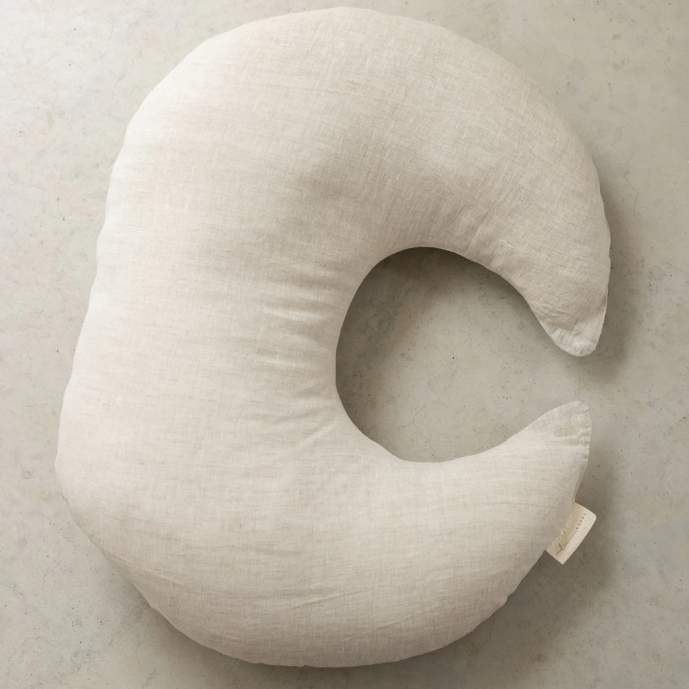 Nursing Pillow Cover Moon Shape Oat Natural by Linen Label