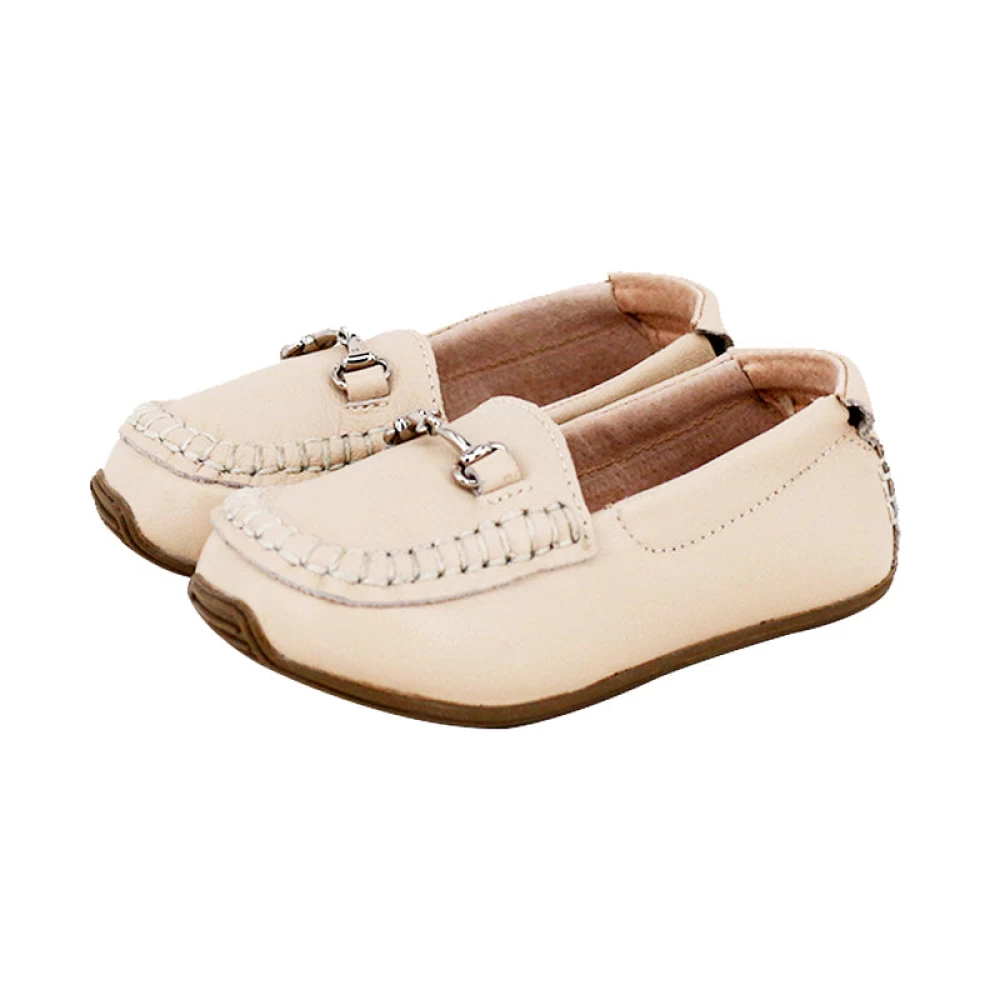 Toddler & Children's Leather Loafers in Cream - One Fine Baby